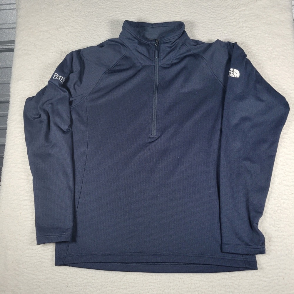 The North Face Quarter Zip Men Large Navy Blue Grid Fleece NF0A47FB Pullover